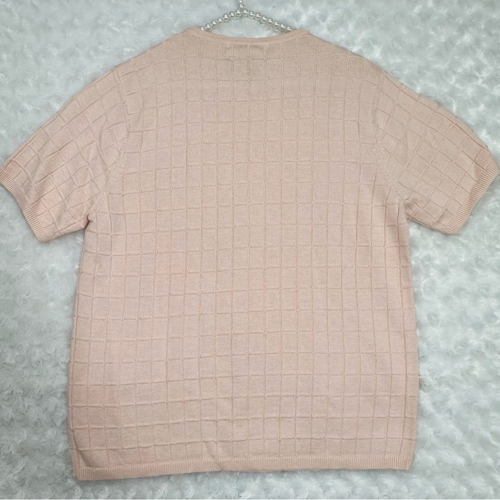 Alfred Dunner Women’s Beaded Short Sleeve Pink Sweater - Picture 2 of 10